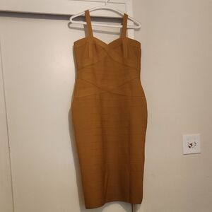 Elegant Tan Bodycon Dress